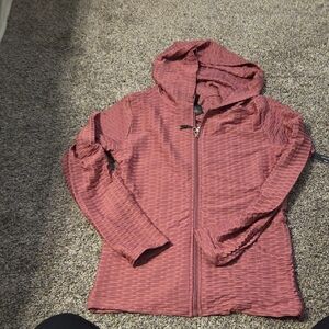 New Mix Textured Hooded Jacket - Rose